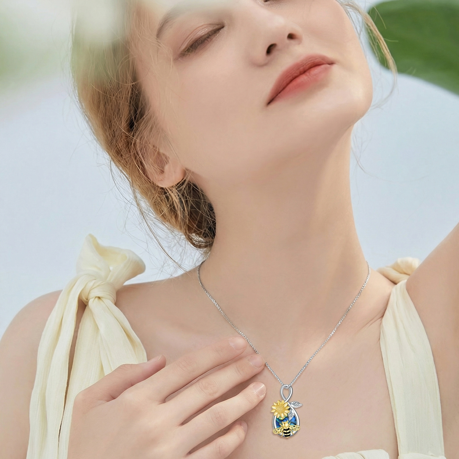 Bee Necklace 925 Sterling Silver Infinity Love Pendant